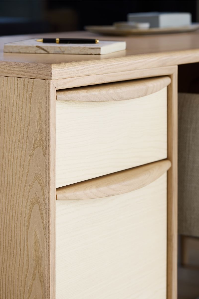 Kaufman 62" Natural and Blonde Wood Desk with File Drawer - Image 4