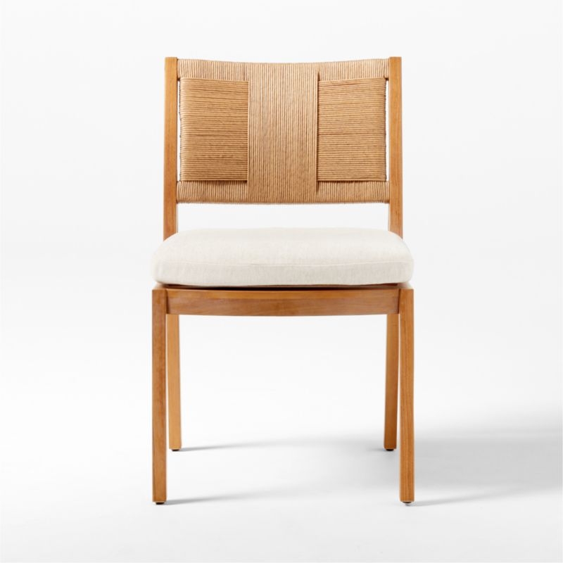 Roc Teak and Rattan Dining Chair with Ivory Sunbrella® Cushion - Image 2