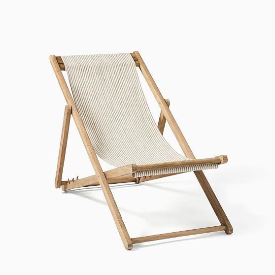Sydney Outdoor Sling Chair, Gray and White Stripe - Image 0
