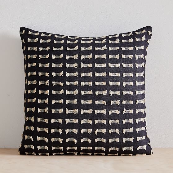 Cotton Silk Pixel Pillow Cover, Set of 2, Black, 18"x18" - Image 0