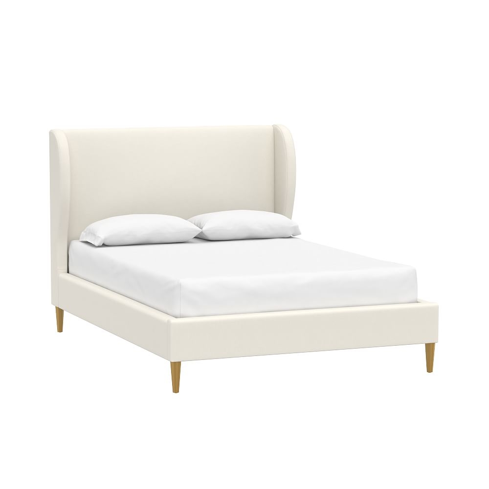 Wren Wingback Upholstered Bed, Full, Recycled Blend Chenille Washed Ivory, MTO - Image 0
