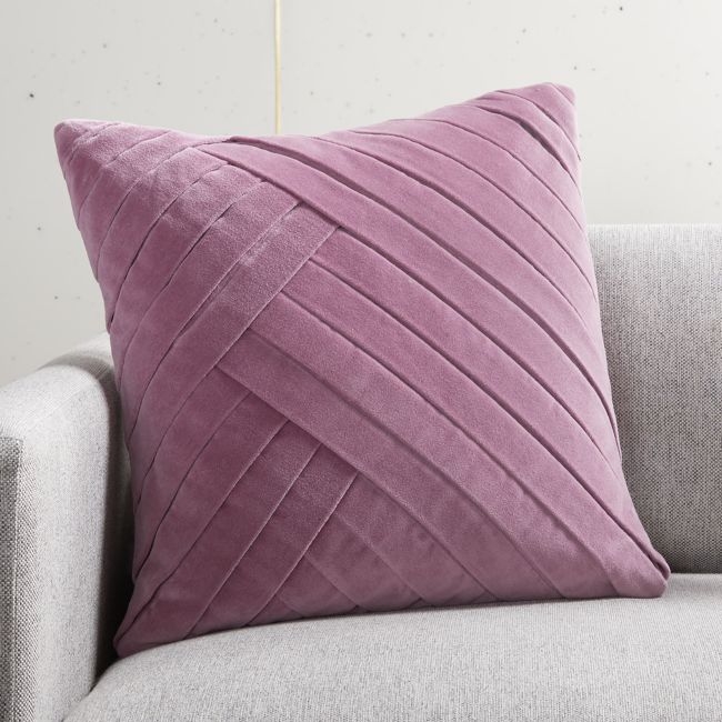 18" Leger Velvet Pillow Lilac with Feather-Down Insert - Image 0