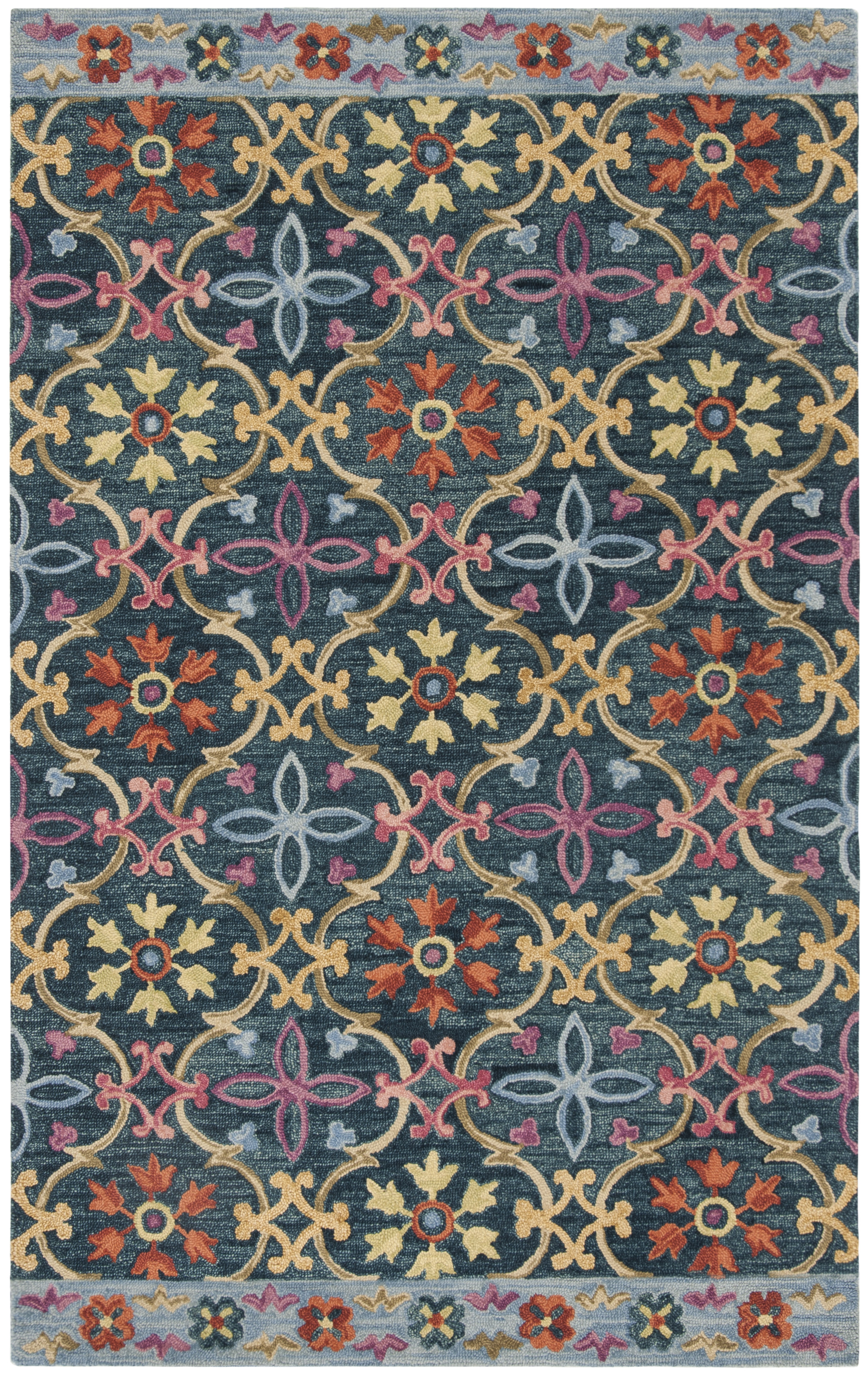 Arlo Home Hand Hooked Area Rug, SZN310A, Blue/Multi,  5' X 8' - Image 0