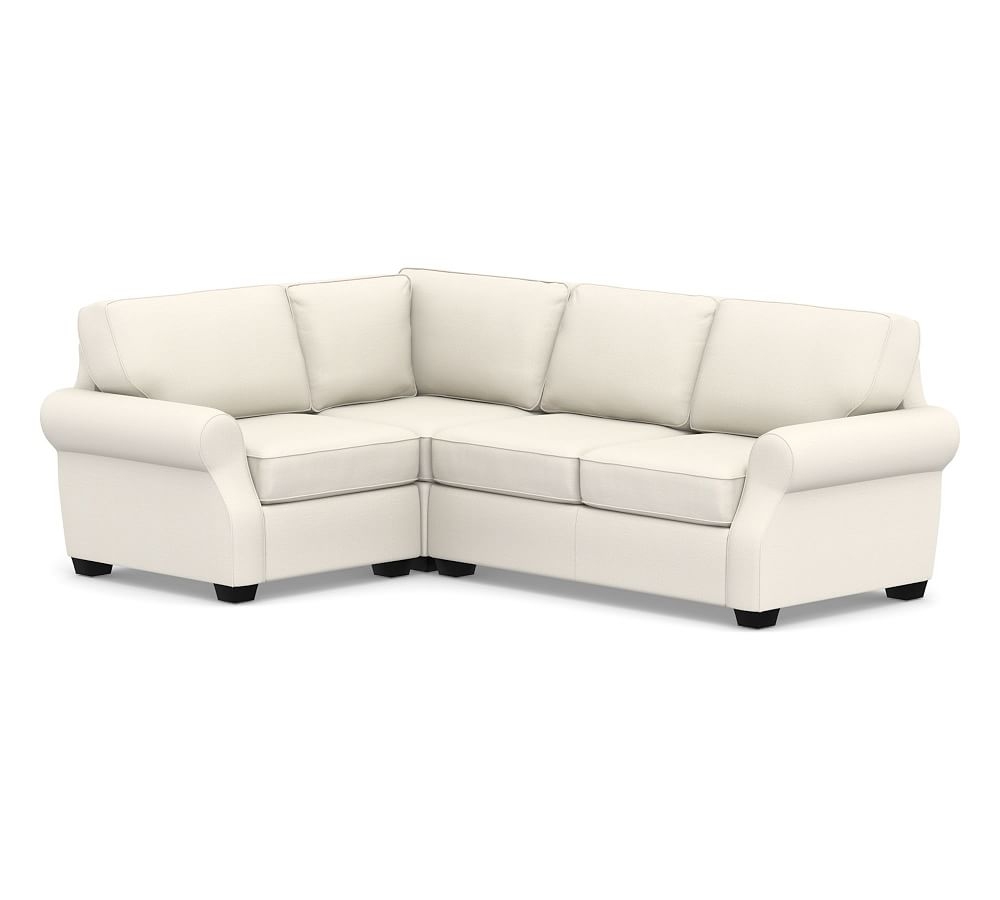 SoMa Fremont Roll Arm Upholstered Right Arm 3-Piece Corner Sectional, Polyester Wrapped Cushions, Sunbrella(R) Performance Boss Herringbone Ecru - Image 0