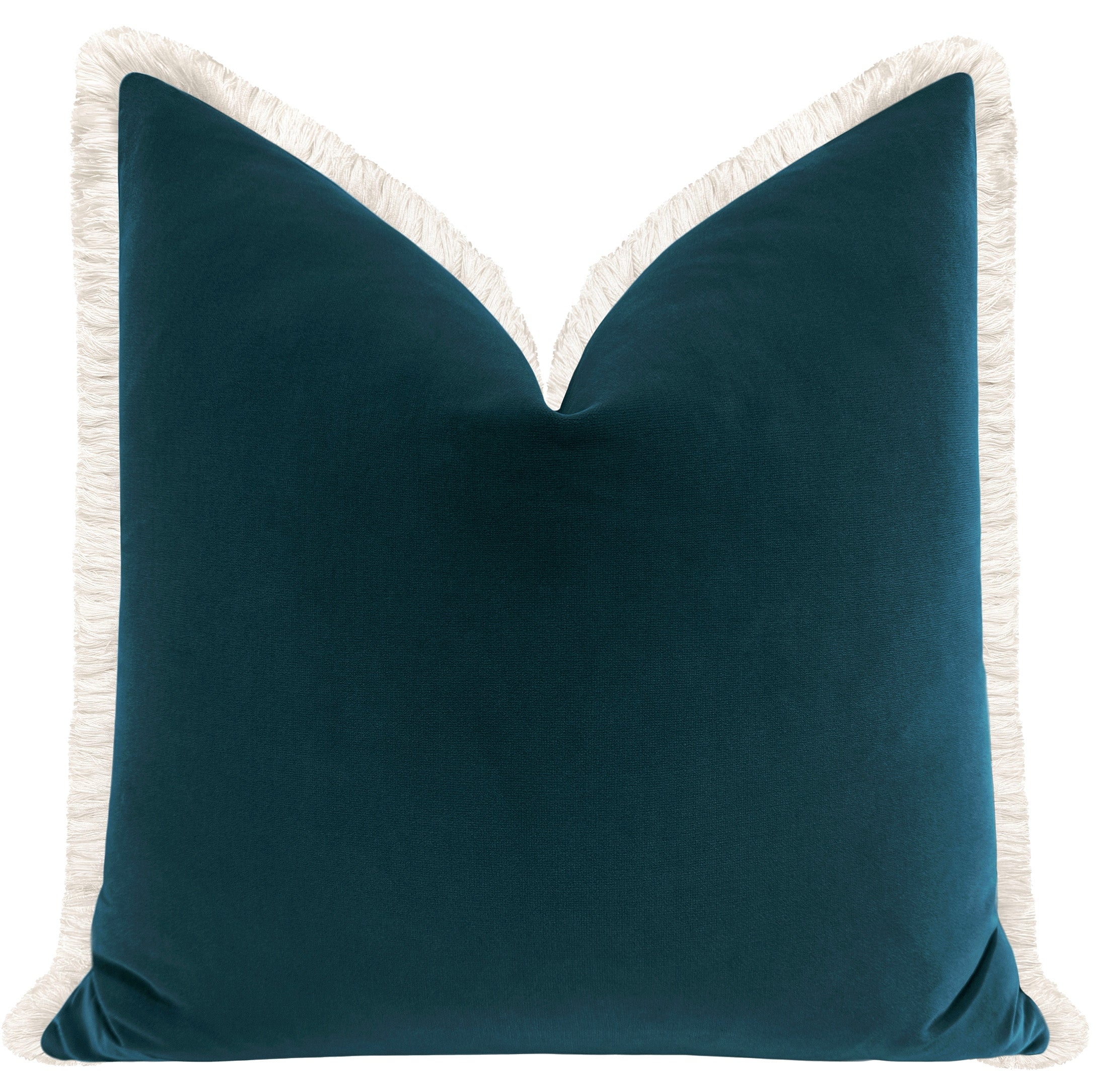 SIGNATURE VELVET // BALTIC BLUE + FRINGE - Sample 4" X 4" / Bone Fringe - Image 1