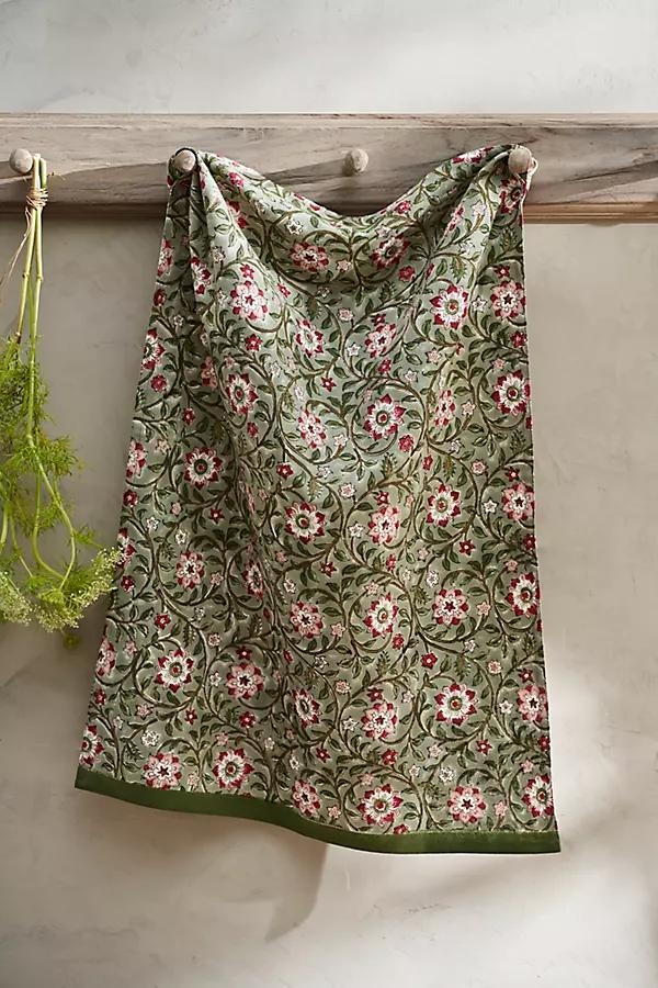 Roja Cotton Dish Towel, Green - Image 0