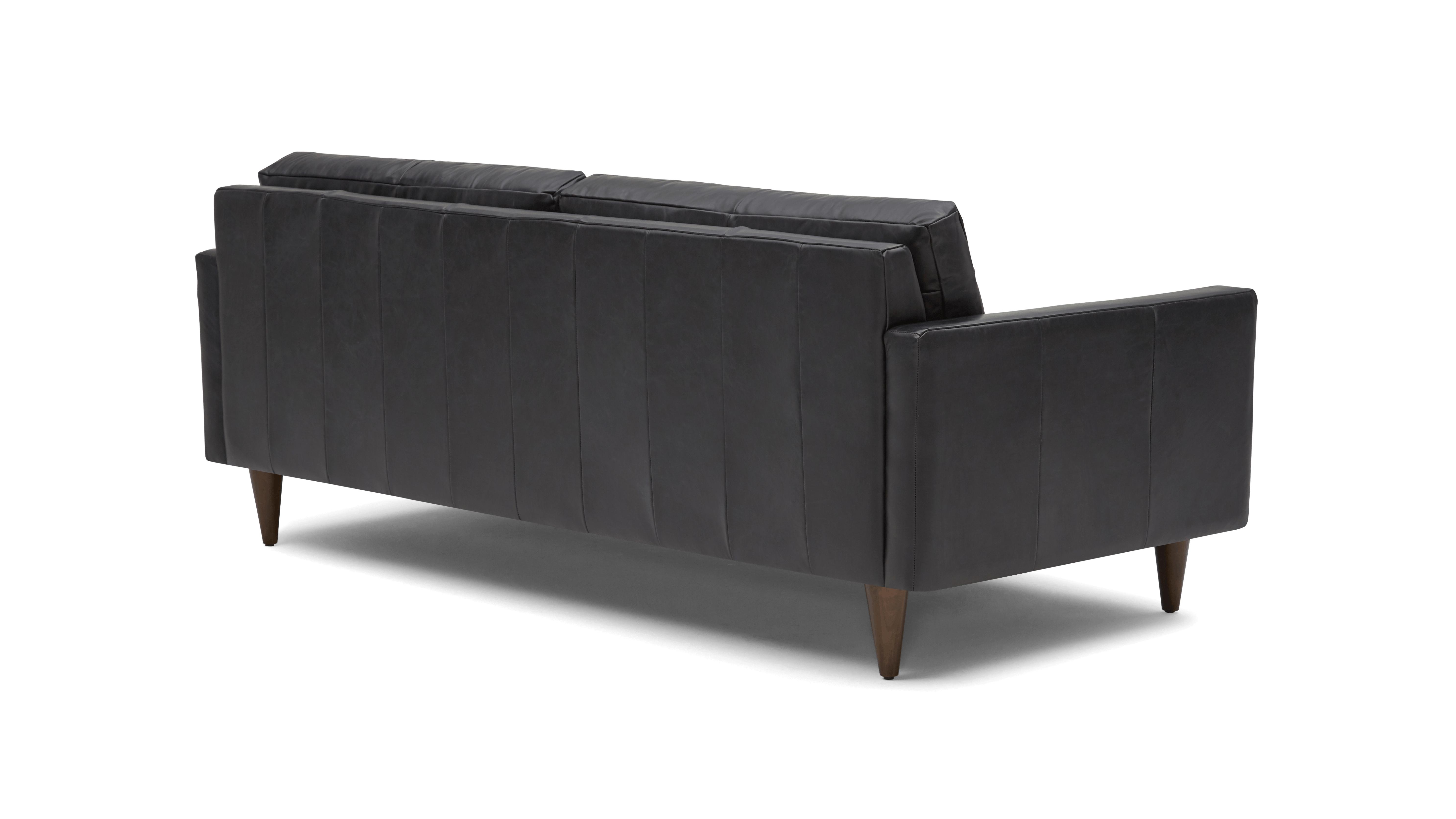 Black Eliot Mid Century Modern Leather Sofa - Santiago Steel - Mocha - Image 3