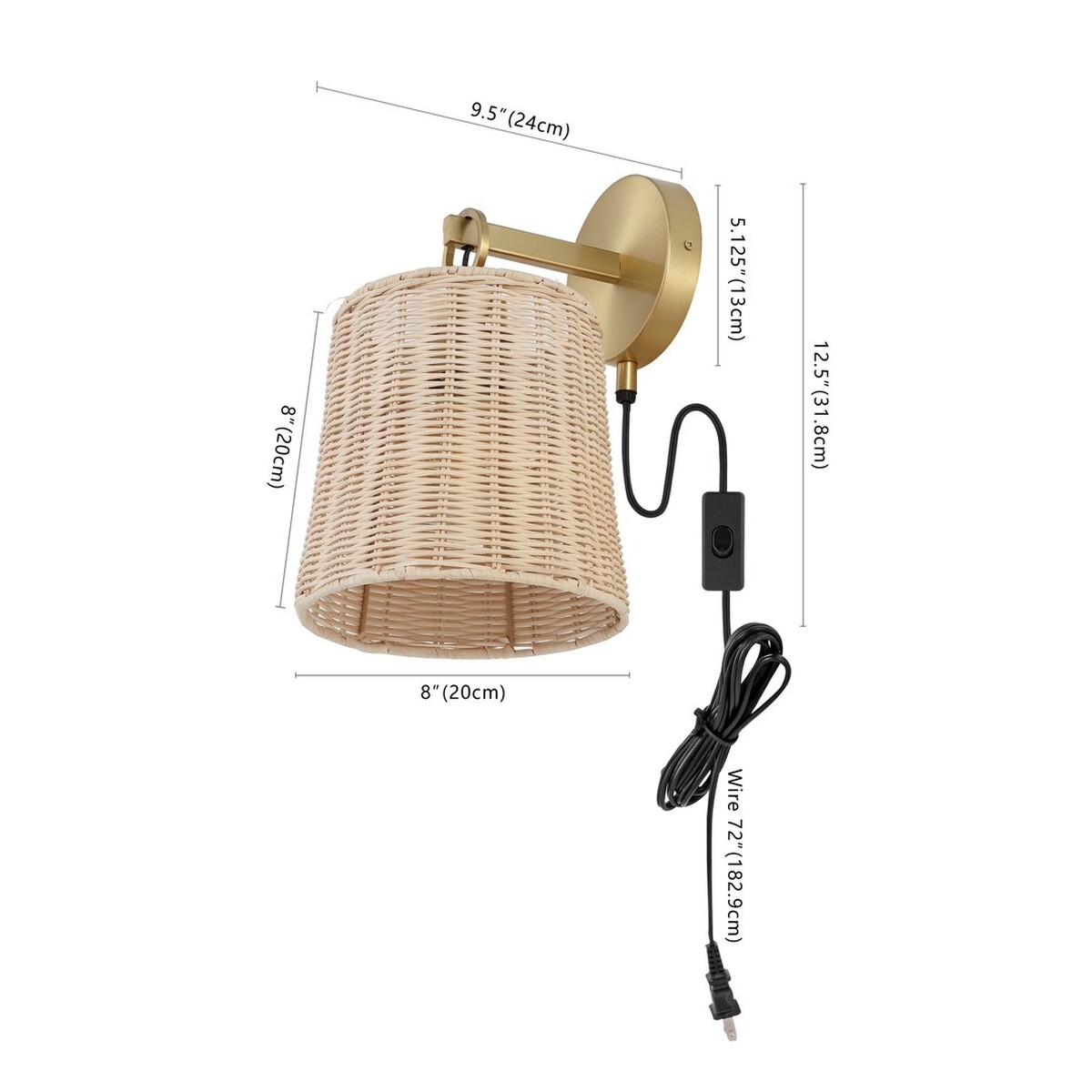 Ciaran 9.5" Wall Sconce - Natural / Brass - Safavieh - Image 3