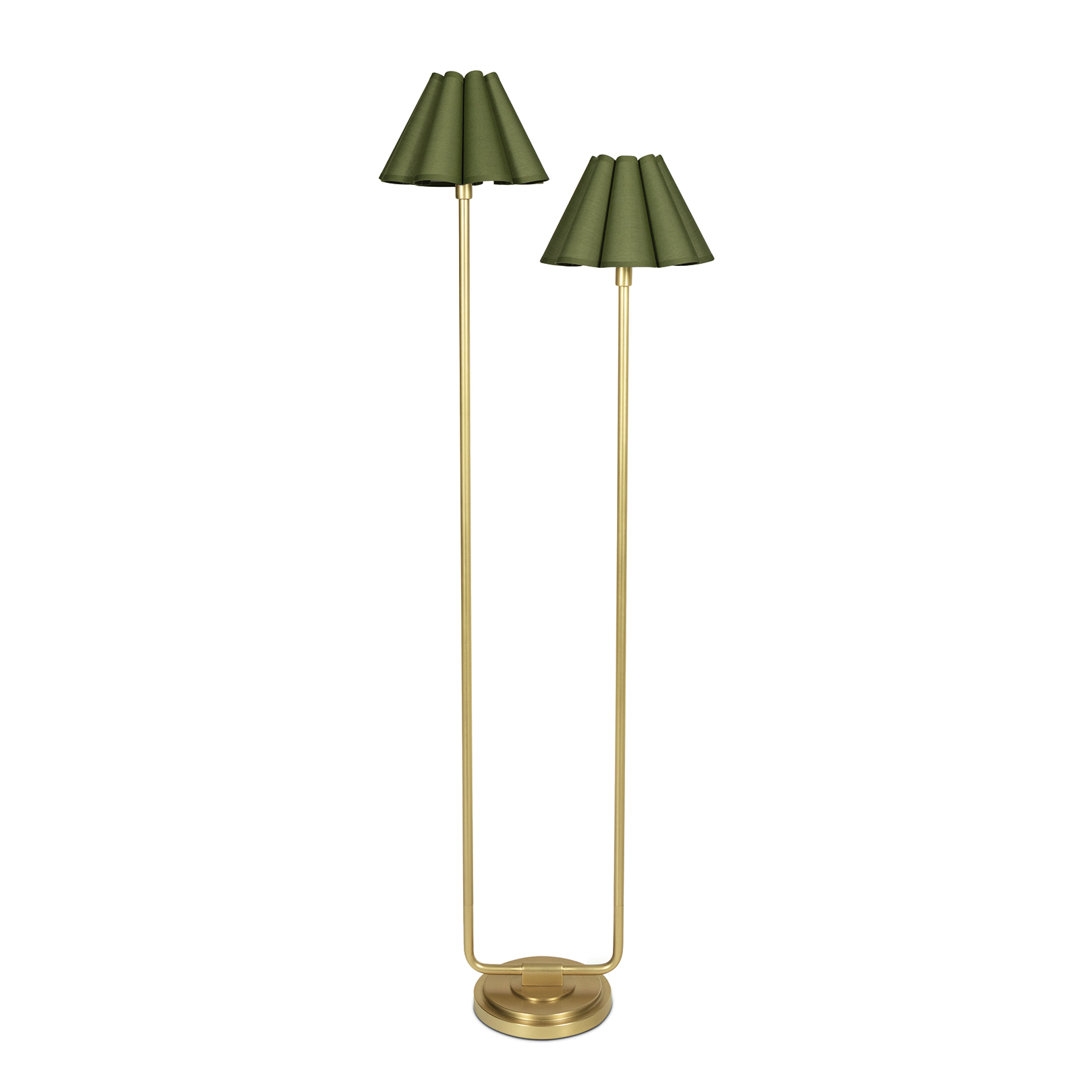 Regina Andrew Polly Floor Lamp (Blackened Brass with White Scalloped Shade) - Image 0