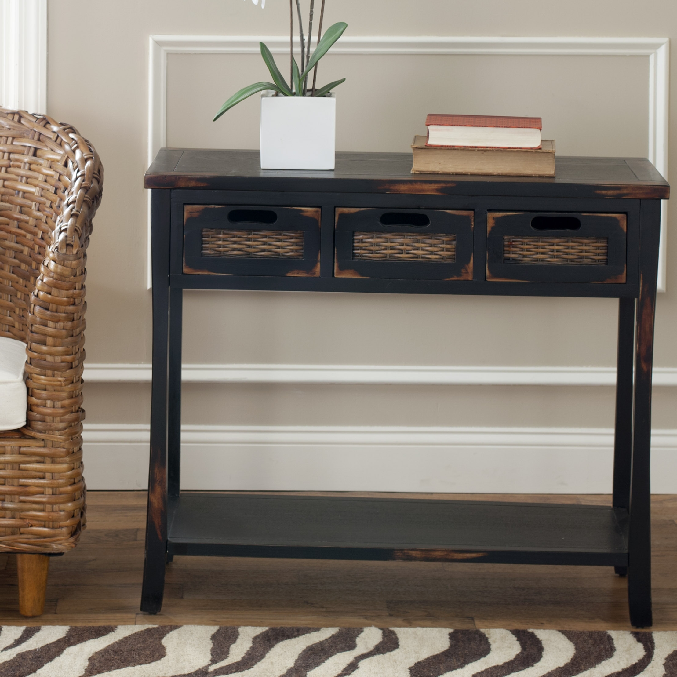 Autumn 3 Drawer Console - Distressed Black - Arlo Home - Image 3