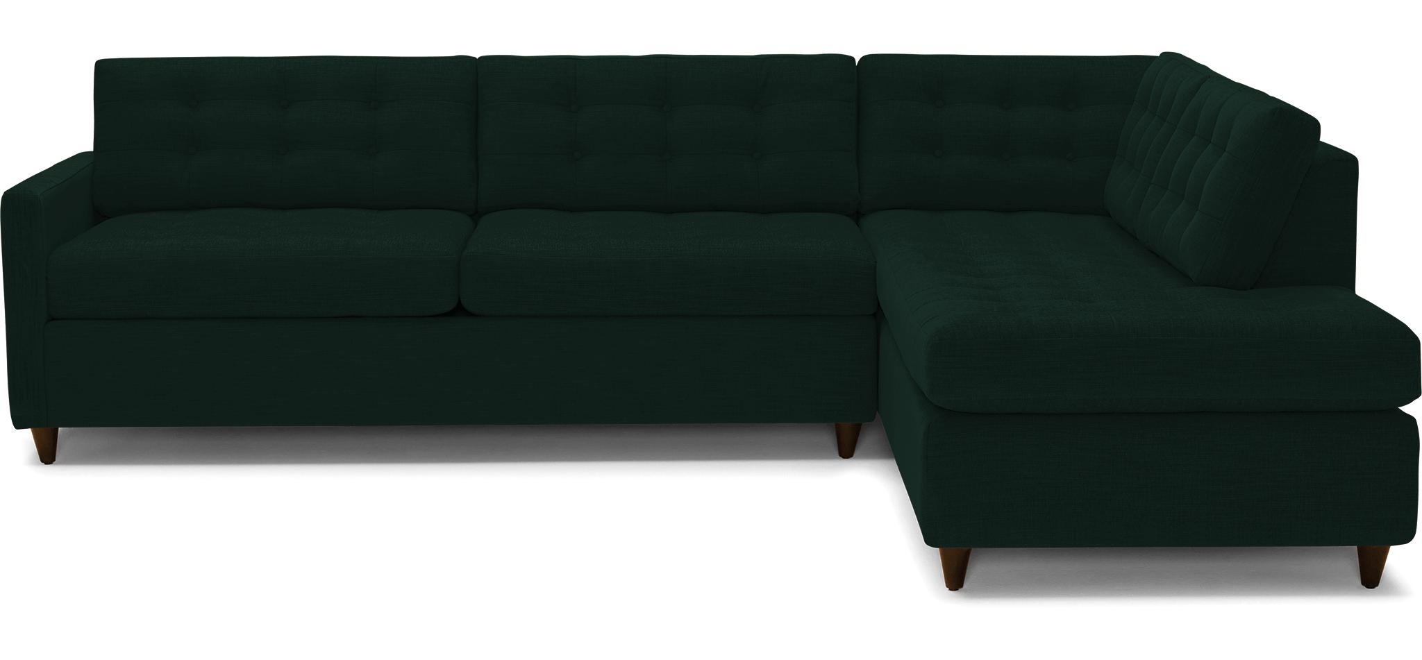 Green Eliot Mid Century Modern Bumper Sleeper Sectional - Royale Evergreen - Mocha - Left - Image 0