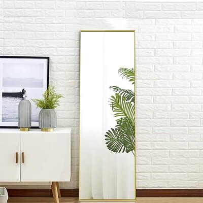 Full Body Mirror Full Length Floor Mirror Free Standing Black Dressing Mirror Home Décor, Gold - Image 0