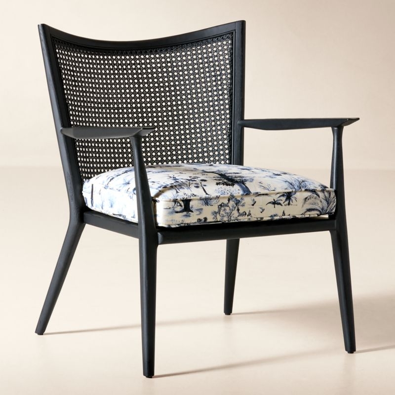 Thomas Cane Accent Chair with Landscape Fabric Cushion by Paul McCobb - Image 4