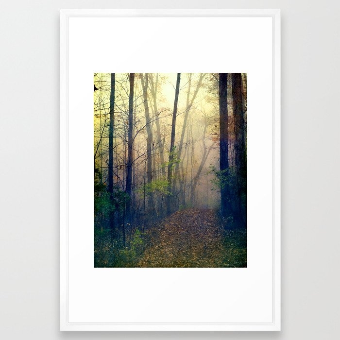 Wandering In A Foggy Woodland Framed Art Print by Olivia Joy St.claire - Cozy Home Decor, - Vector White - LARGE (Gallery)-26x38 - Image 0