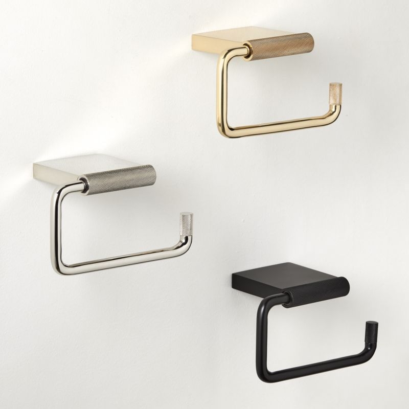 Nicolo Knurled Black Wall-Mounted Toilet Paper Holder - Image 4