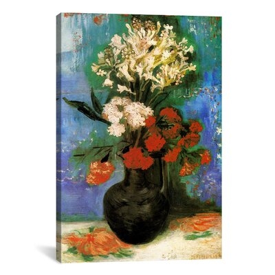 'Vase of Carnations and Other Flowers' by Vincent Van Gogh Painting Print on Canvas - Image 0