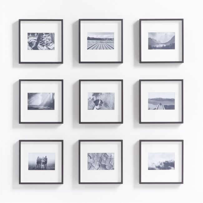 9-Piece Brushed Black 4x6 Gallery Wall Frame Set - Image 0