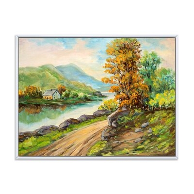 Rural Road By The River - Traditional Canvas Wall Art Print-36986 - Image 0