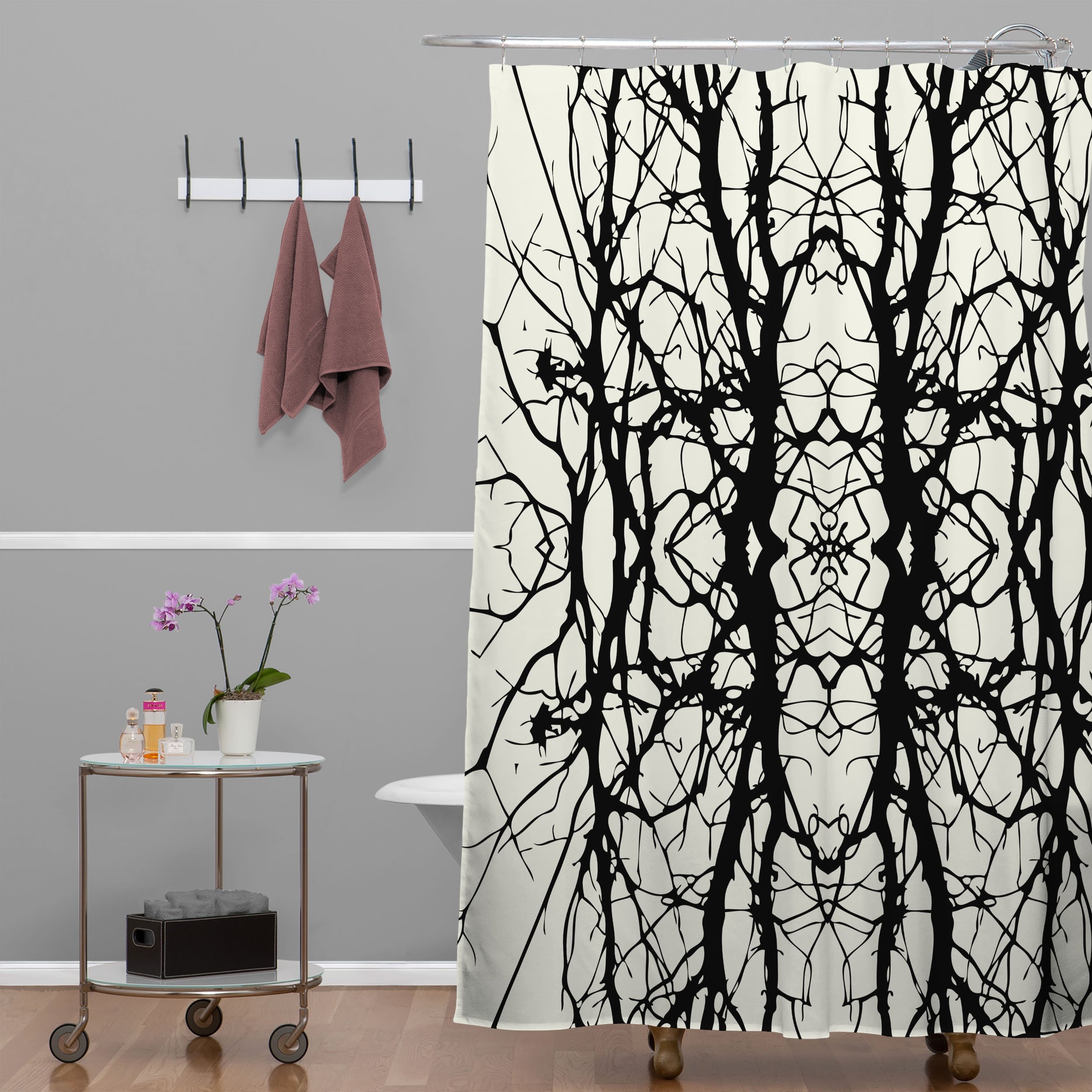 Holli Zollinger Tree Silhouette Black Shower Curtain - Standard 71"x74" with Liner - Image 1