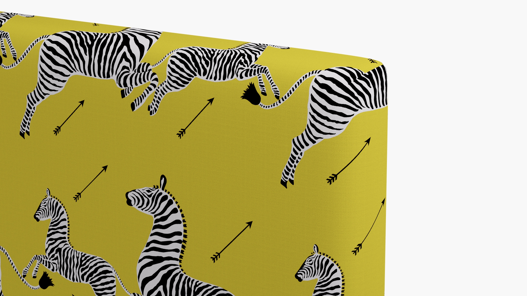 Square Back Headboard, Yellow Zebra, Queen - Image 2