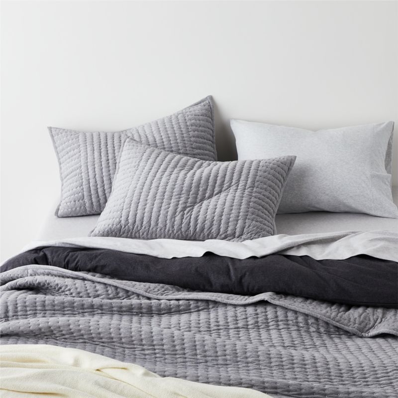Cozysoft Organic Cotton Jersey Grey King Quilted Pillow Sham - Image 2