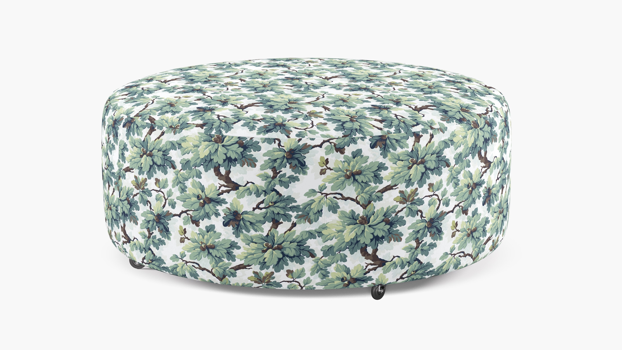 Round Cocktail Ottoman, Sage Woodland - Image 0