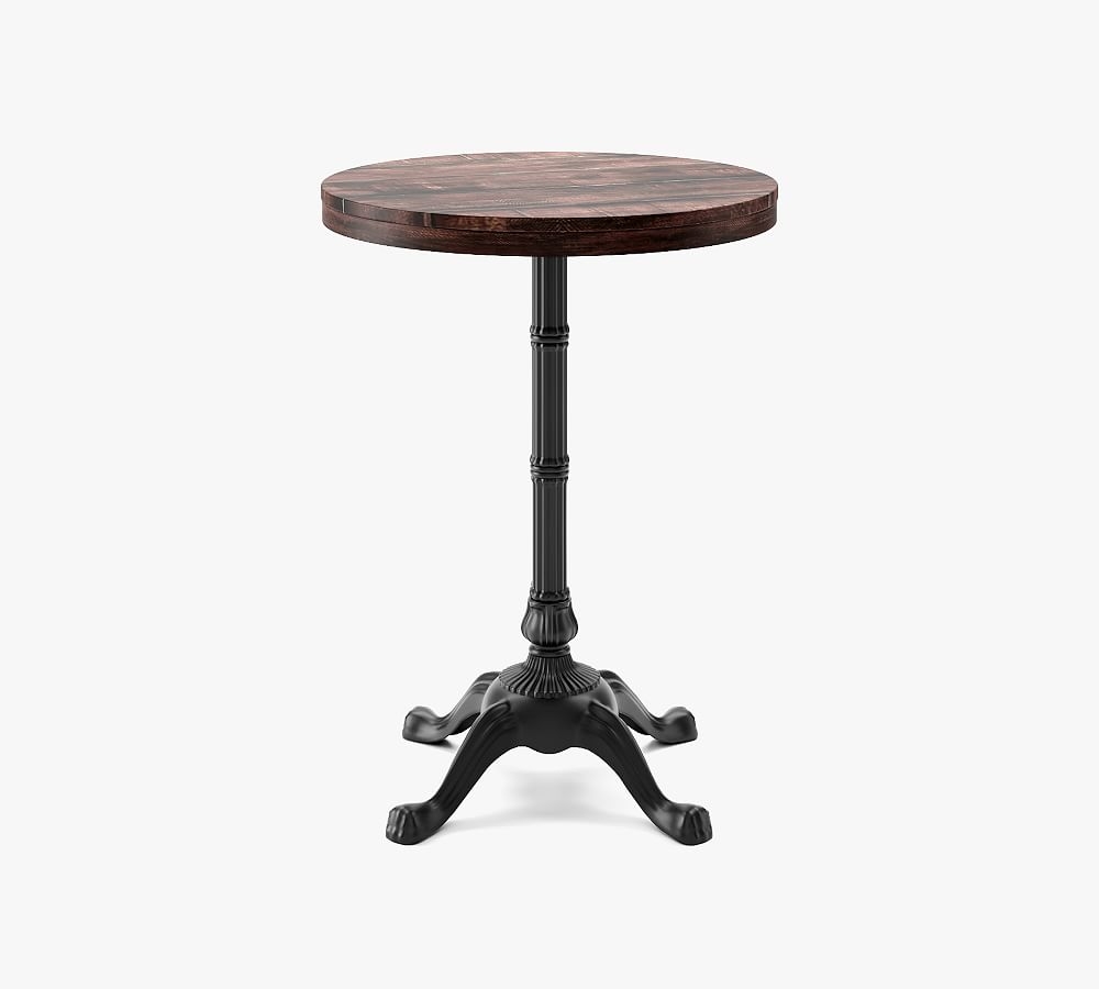 24" Round Pedestal Dining Table, Rustic Mahogany Wood Top, Small Bistro Base - Image 0