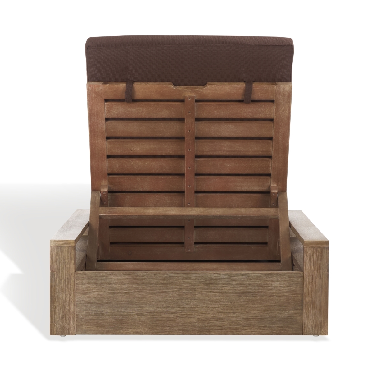 Lanai Wood Chaise Lounge Chair - Natural/Dark Brown - Image 7