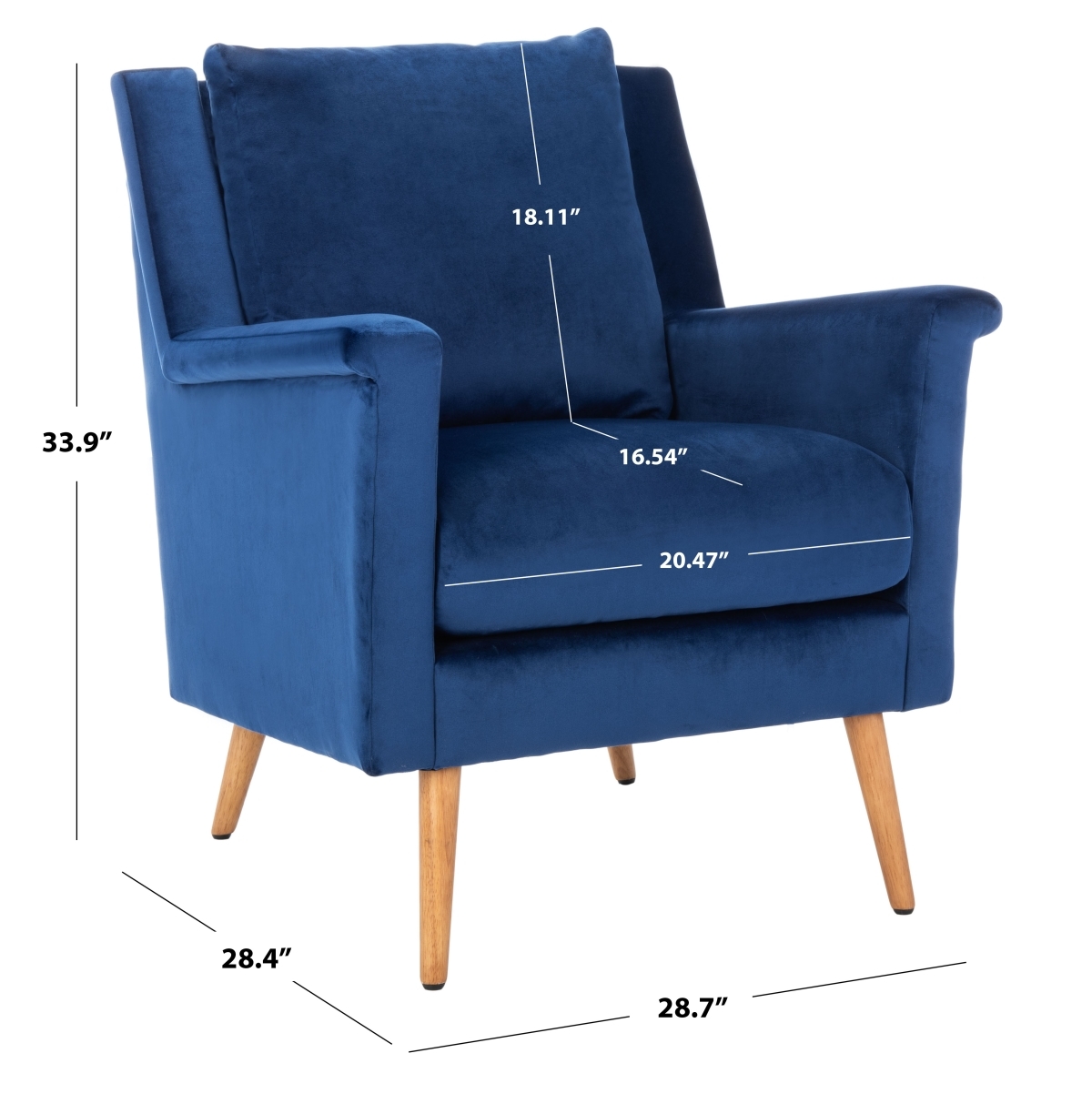Astrid Mid Century Arm Chair - Navy / Natural - Safavieh - Image 9