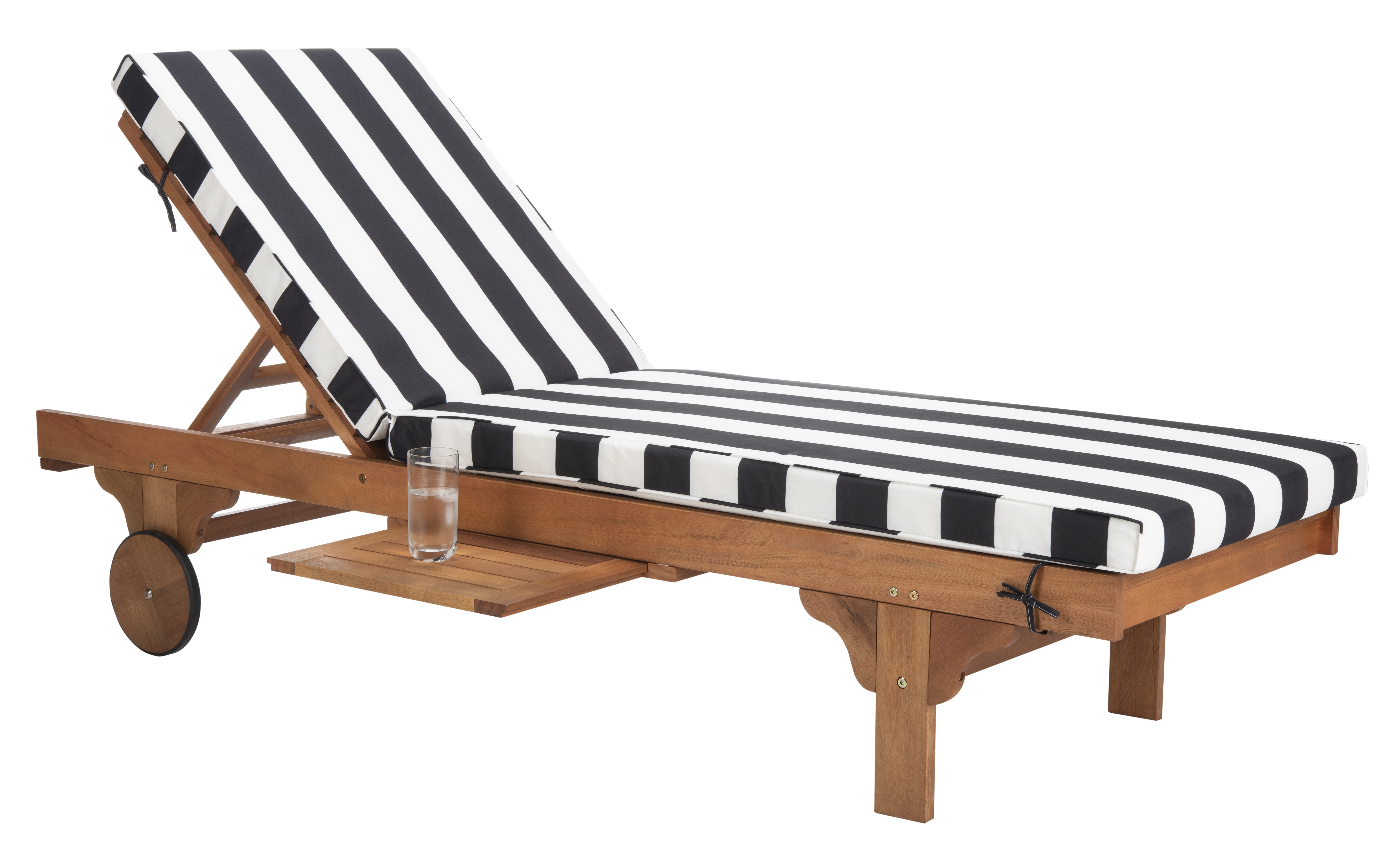 Newport Chaise Lounge Chair With Side Table, Black & White - Image 1