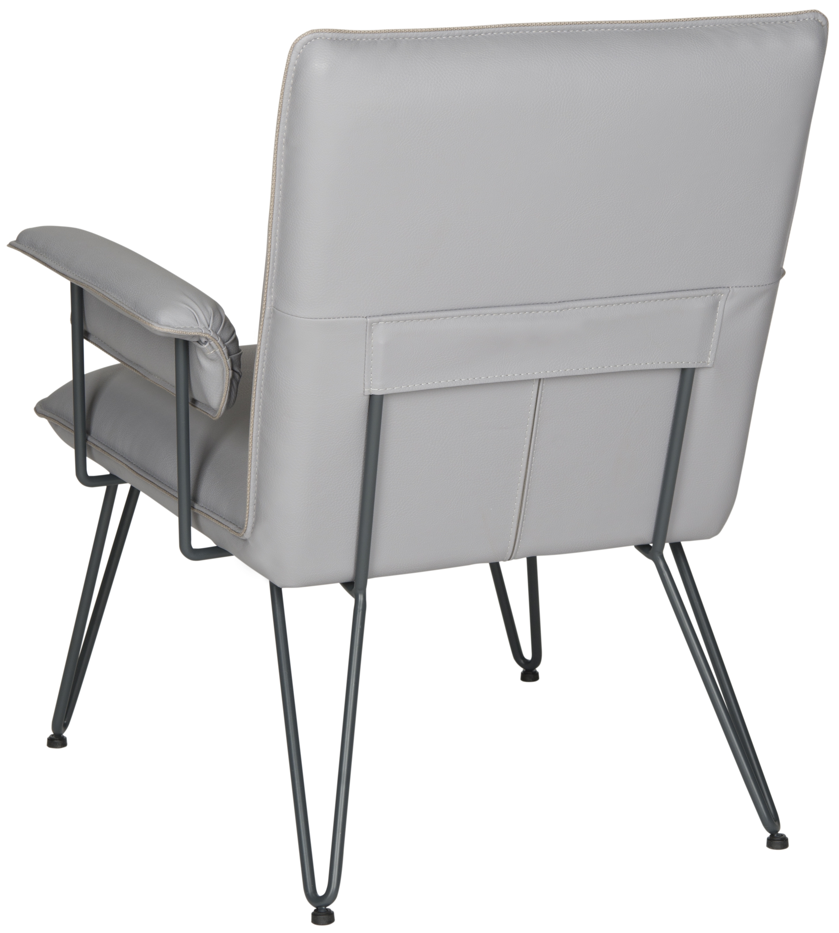 Johannes 17.3"H Mid Century Modern Leather Arm Chair - Grey/Black - Arlo Home - Image 2