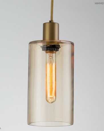 Hammerton Studio Apothecary 1 - Light Single Cylinder Pendant Finish: Gilded Brass, Shade Color: Amber Glass - Image 0