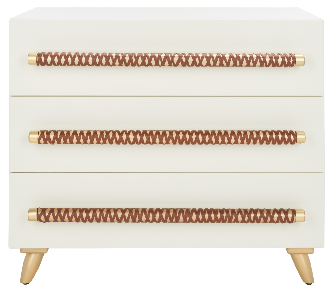 Raquel 3 Drawer Chest - White / Gold - Safavieh - Image 0