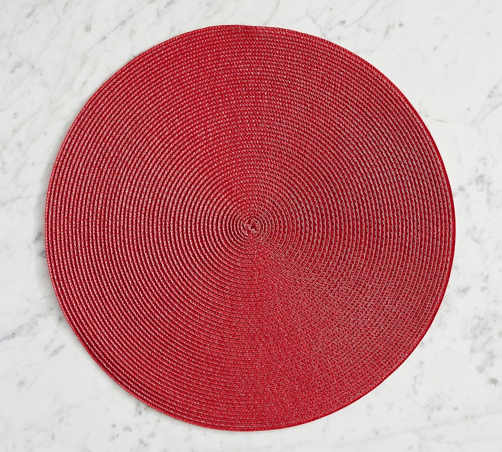 Woven Round Placemats, Set of 4 - Matte Red - Image 0