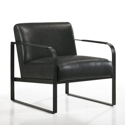 Mason Lounge Accent Chair in , Black Genuine Leather - Image 0