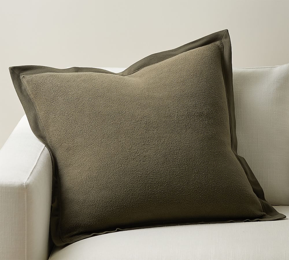 Cozy Fleece Pillow Cover, 22" x 22", Olive - Image 0