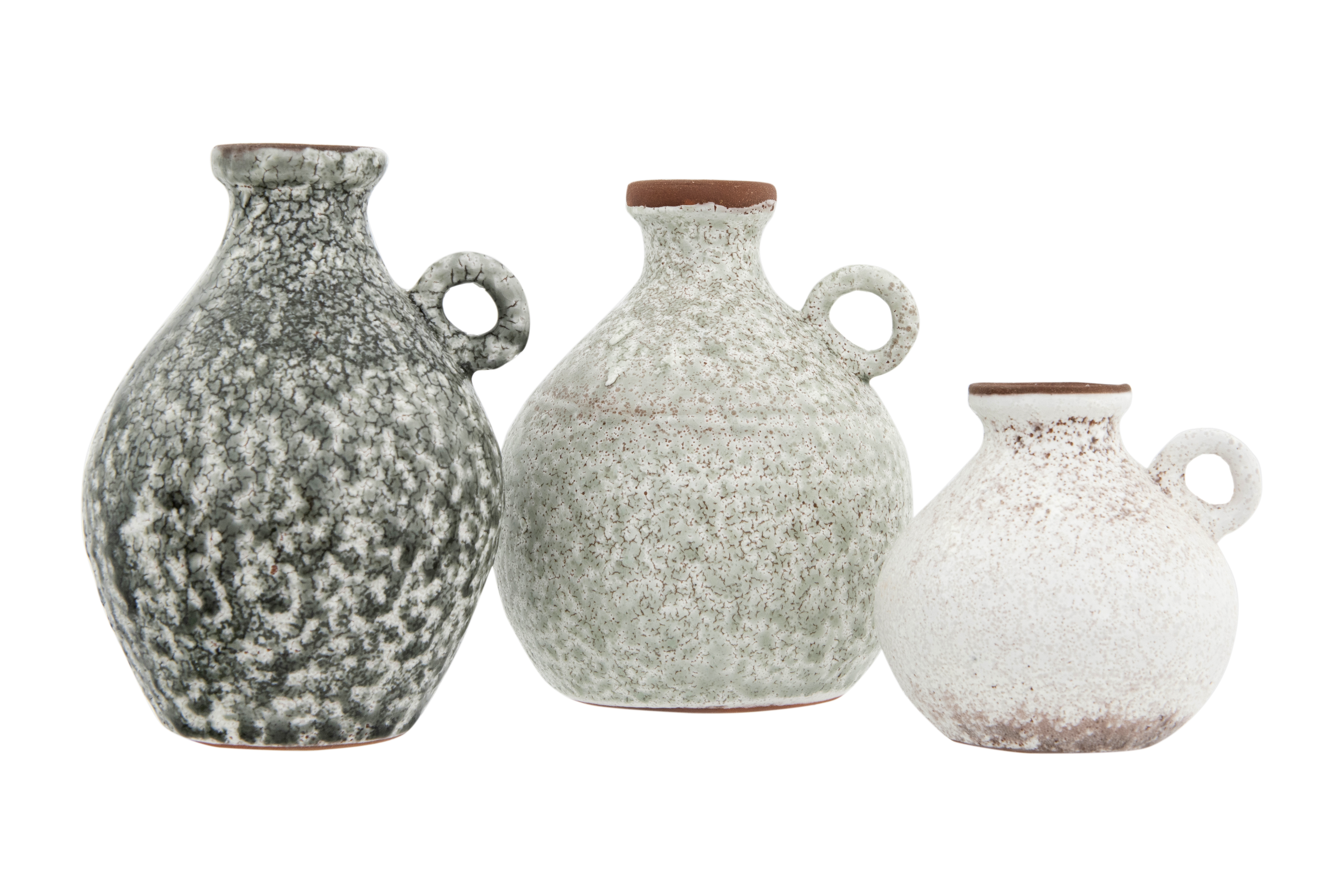 Distressed Grey Terracotta Vases with Reactive Glaze Finish (Set of 3 Sizes) - Image 0