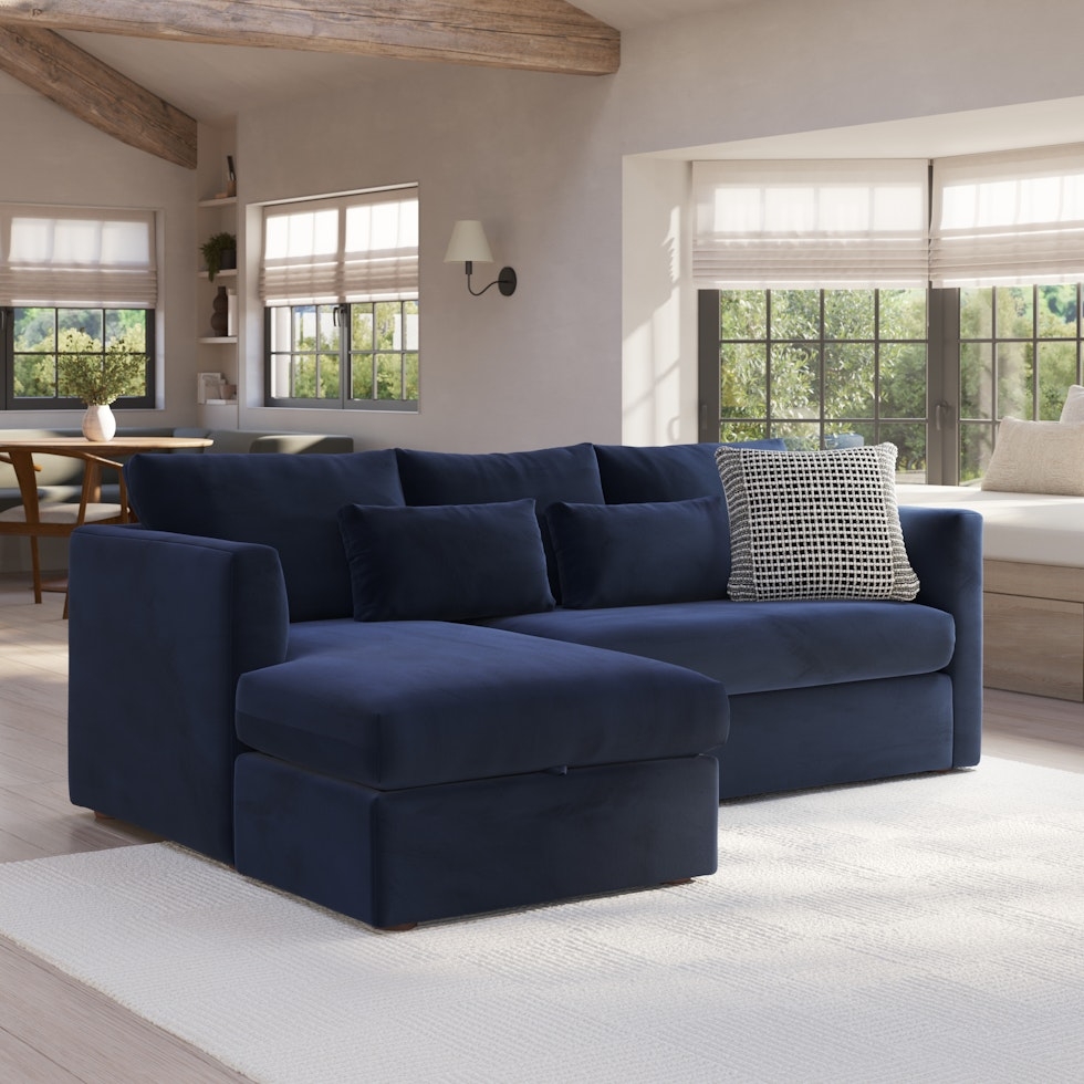 Marina 90" Velvet Reversible Storage Sectional - Hale Ink - Image 0