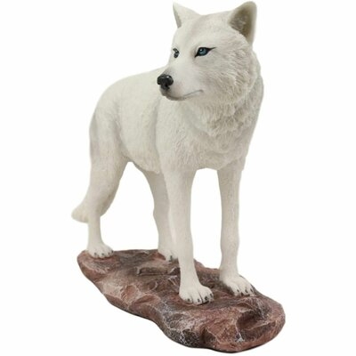 Loon Peak Realistic Winter Hunter Tundra Snow White Albino Wolf Statue 8" Long As Direwolf Wolves Timberwolves Collection Forest Animal Decor Statue - Image 0
