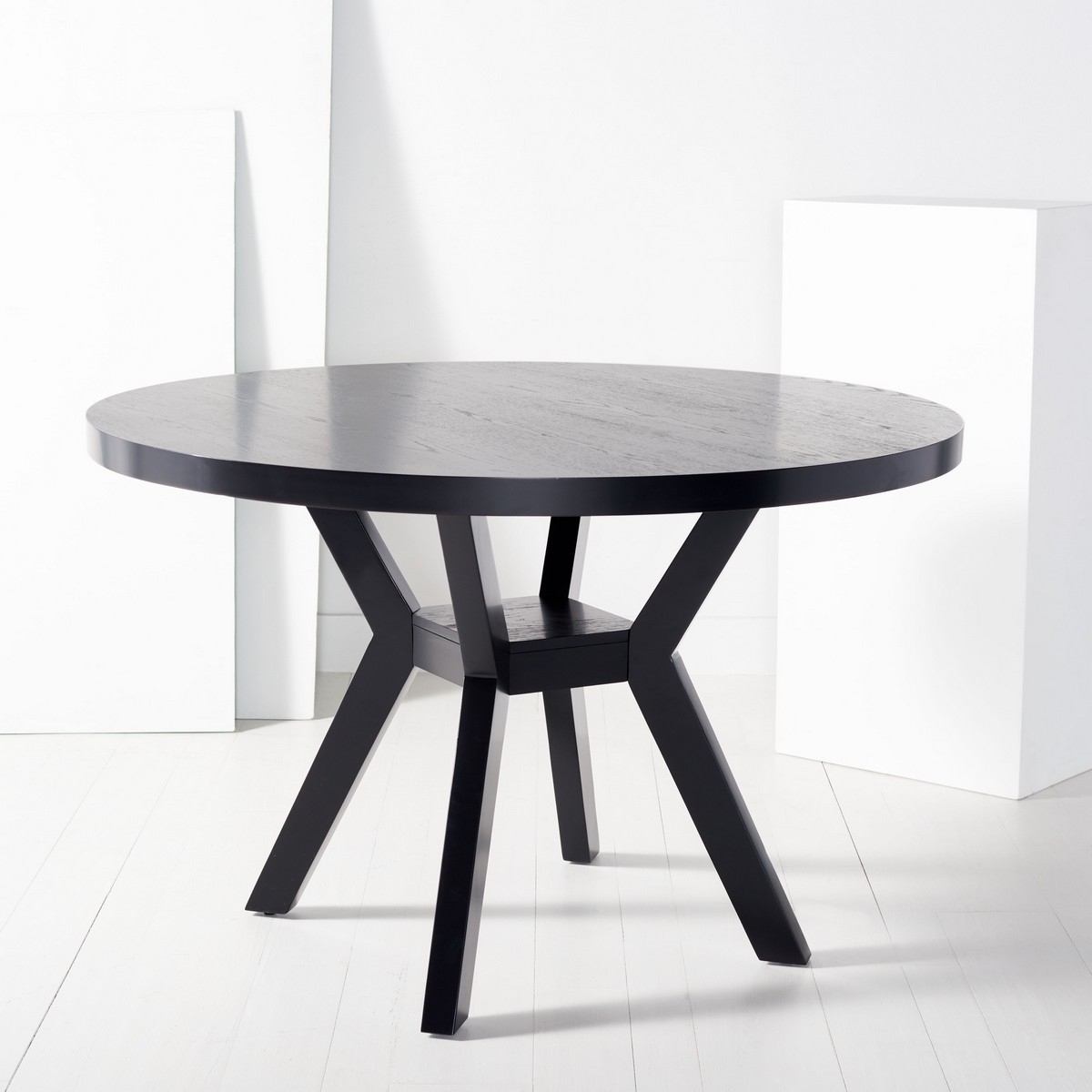 Luis Round Wood Dining Table - Black - Image 8