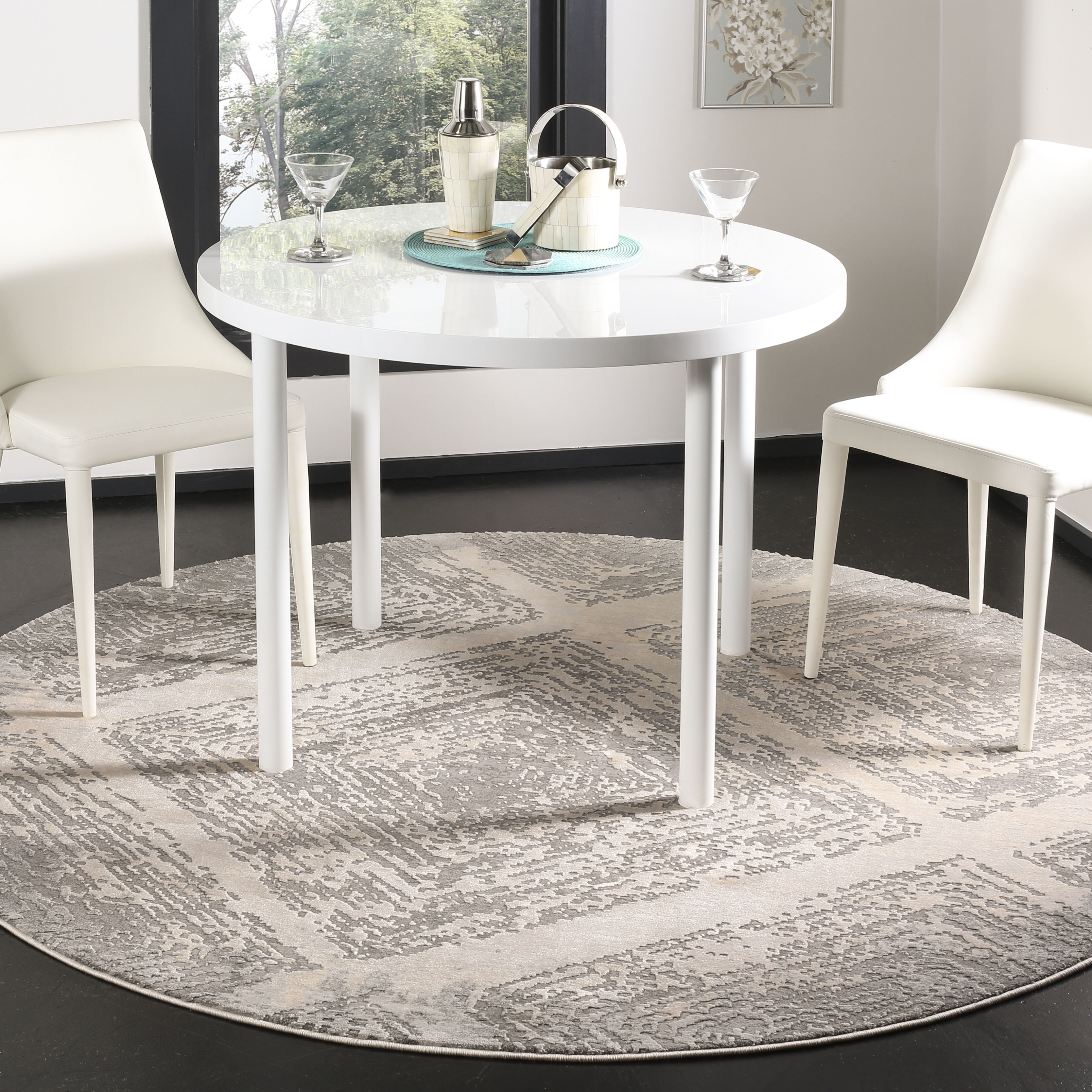 Arlo Home Woven Area Rug, MDW344E, Taupe,  6' 7" X 6' 7" Round - Image 1