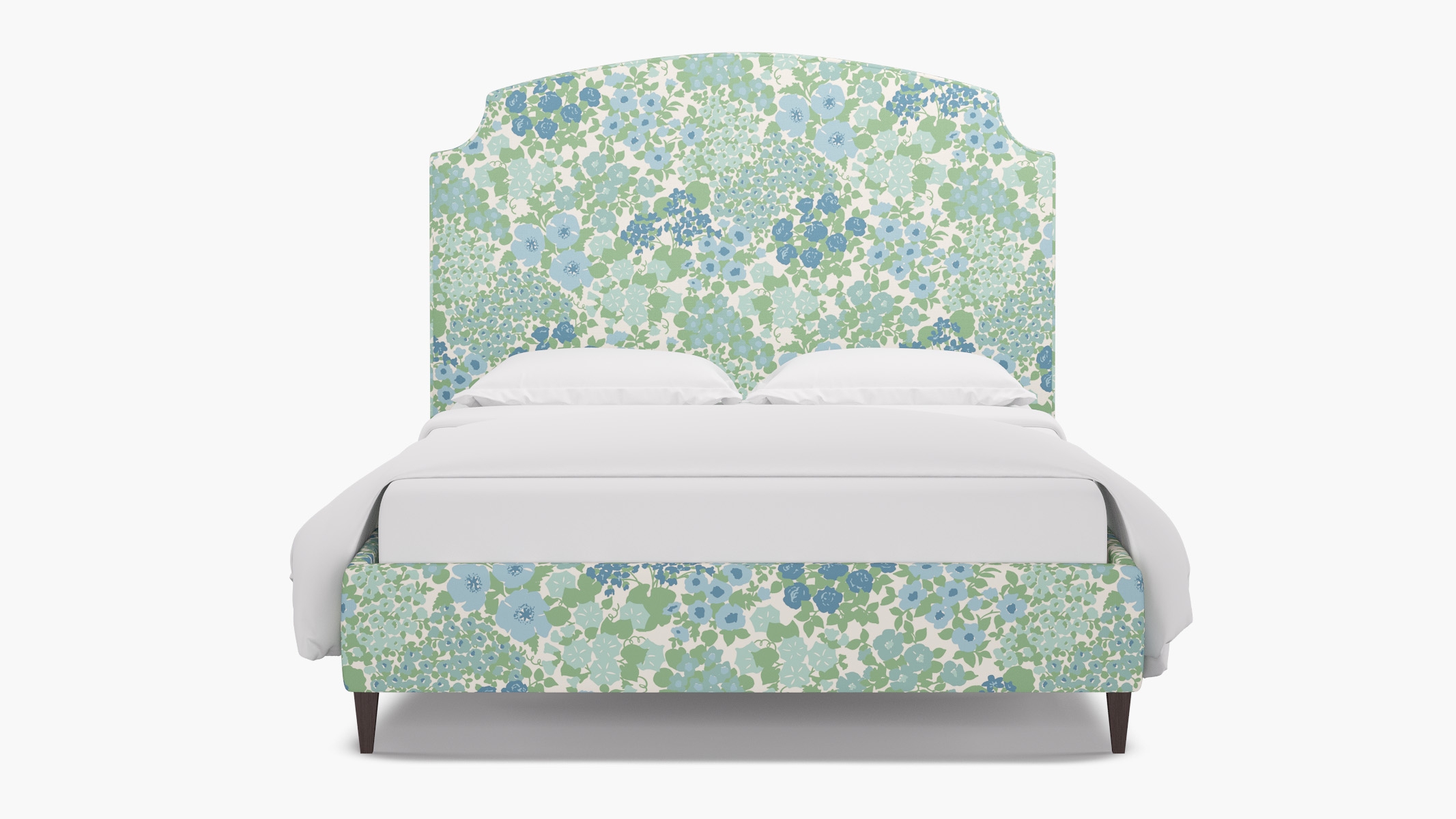 Cove Bed, Mist Million Flowers, Espresso Square Tapered Leg, Twin - Image 0