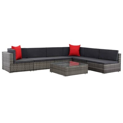 Sequoyah 7 Piece Rattan Sectional Seating Group with Cushions - Image 0