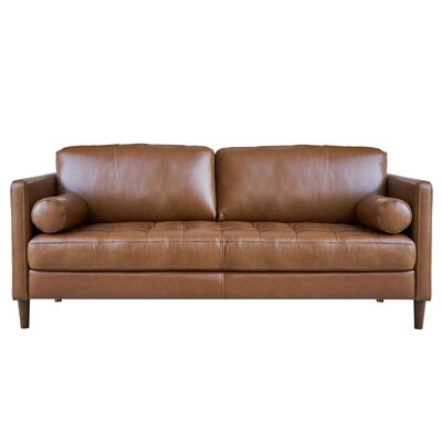 Gillmore 55" Wide Genuine Leather Square Arm Loveseat - Image 0