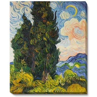 Two Cypresses by Vincent Van Gogh Framed Painting - Image 0