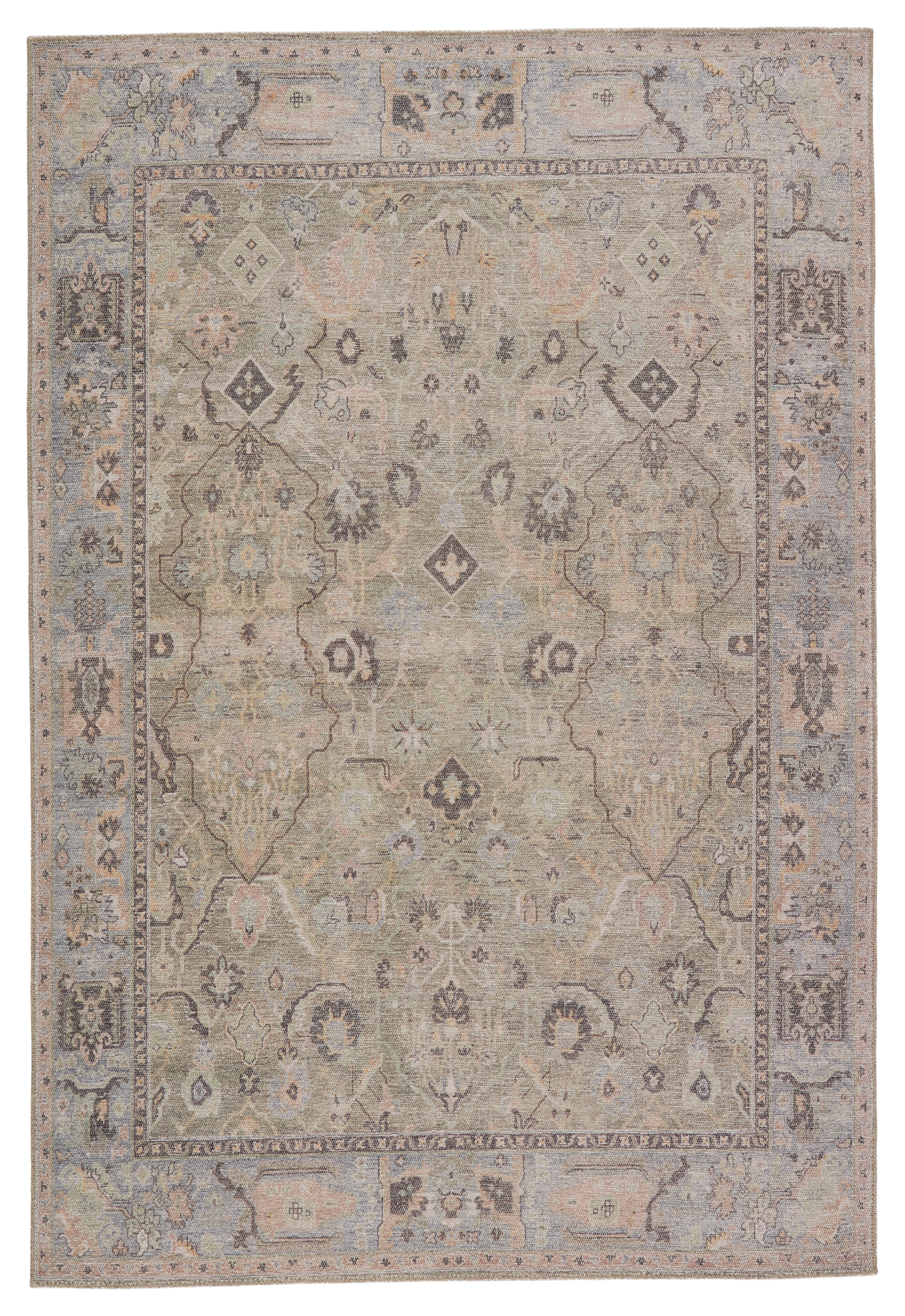 Avin Oriental Green/ Blue Area Rug (7'6"X9'6") - Image 0