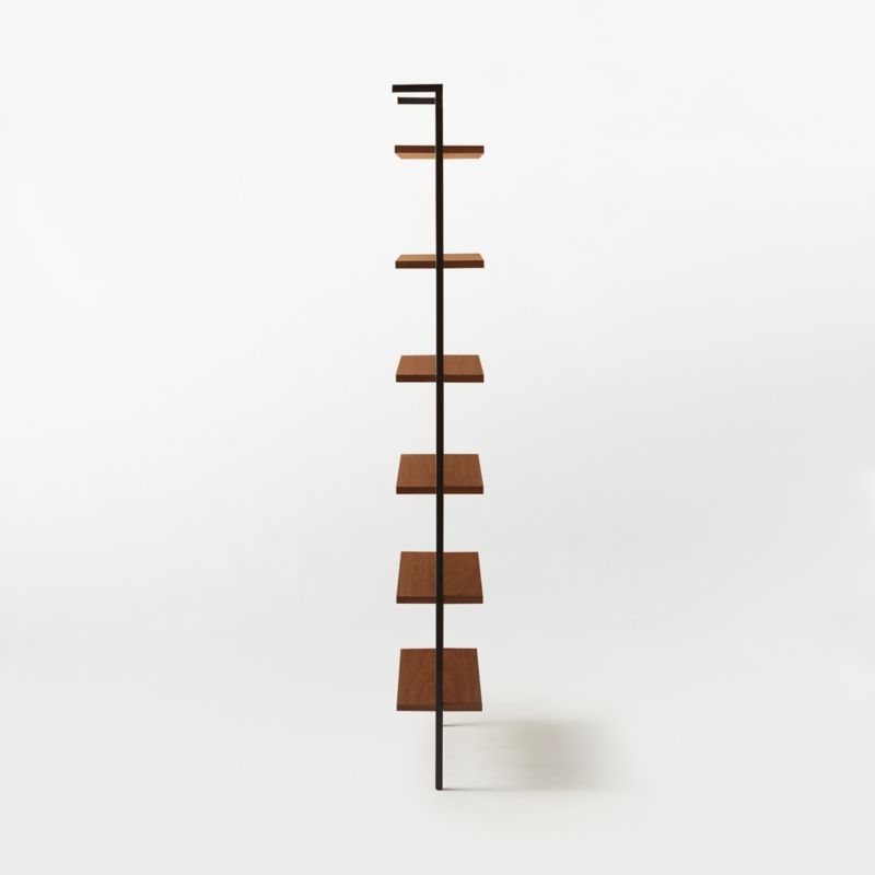 Helix 96" Walnut Wood Wall Mount Bookshelf - Image 9
