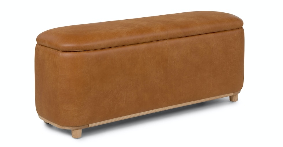 Maribo 48" Leather Storage Ottoman - Rawhide Tan - Image 1