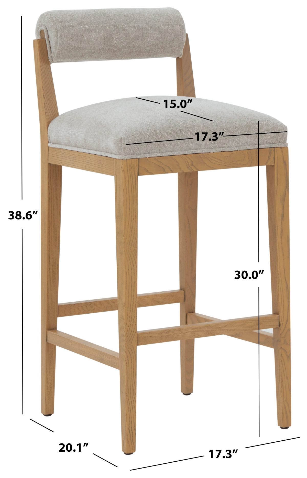 Oaklie Rolled Back Barstool - Taupe/Natural - Image 5