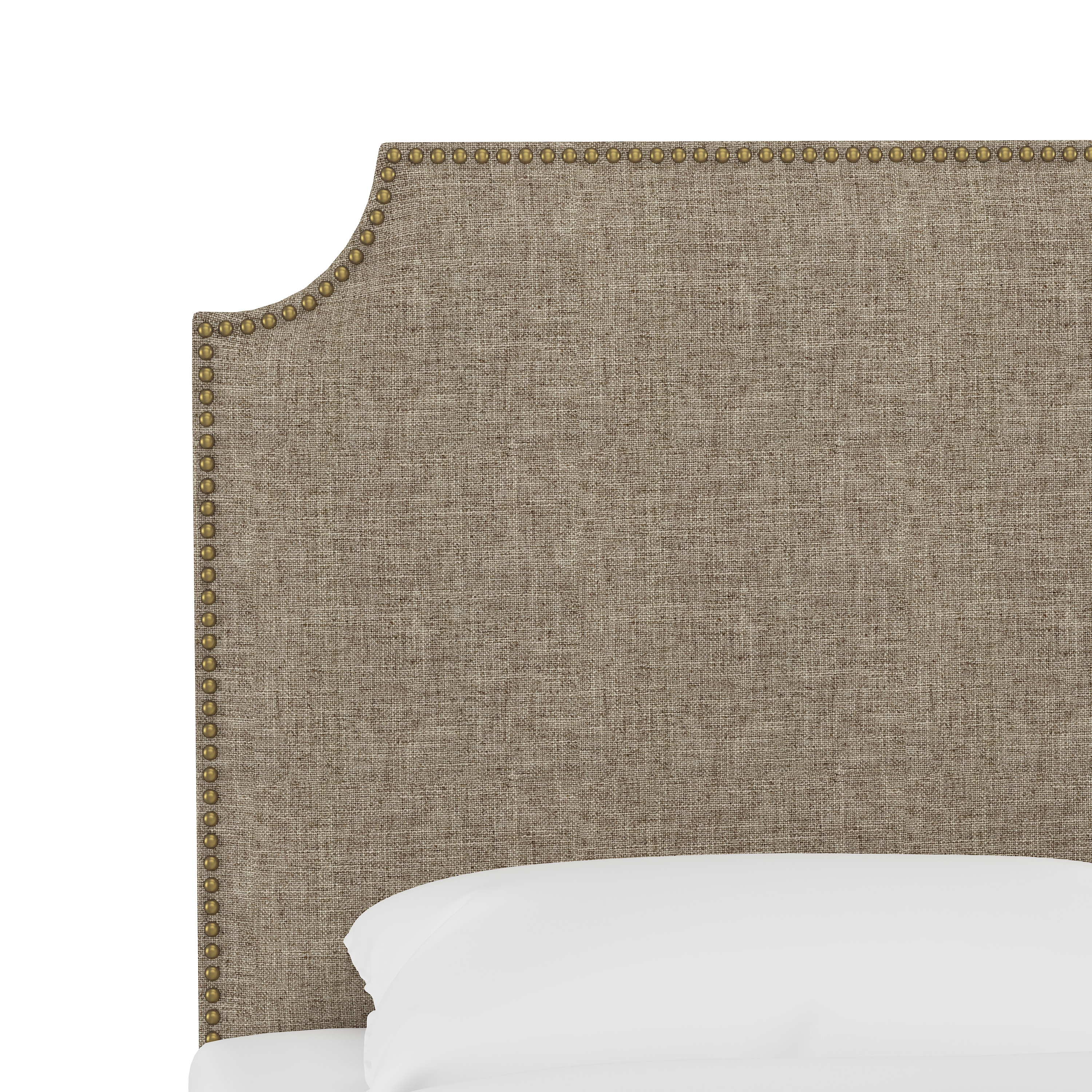 Hudson Headboard, Full, Linen, Brass Nailheads - Image 3